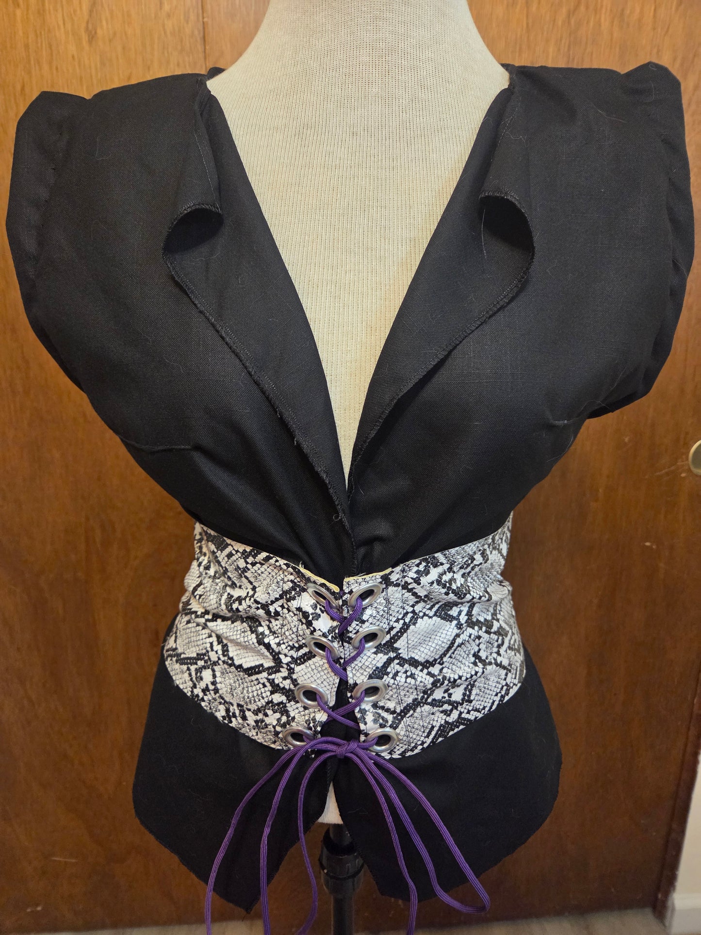 Size Adjustable Black Corset Top- Fits XS-XL