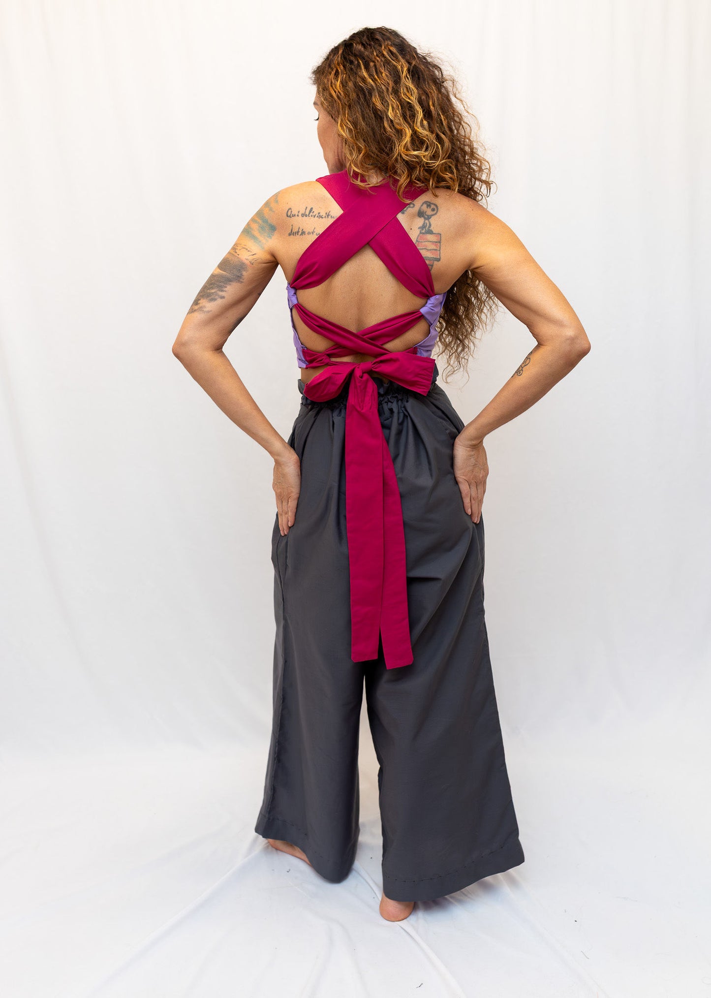 Size Adjustable Lilac and Magenta Crossback Top