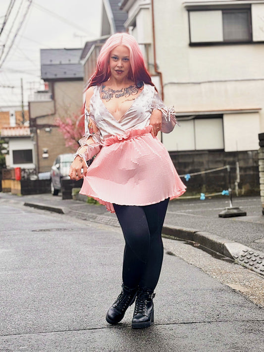 Bubblegum Pink Pleated Skirt