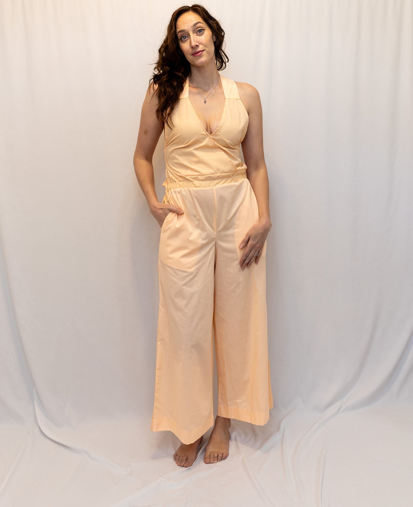 Size Adjustable Peach Romper