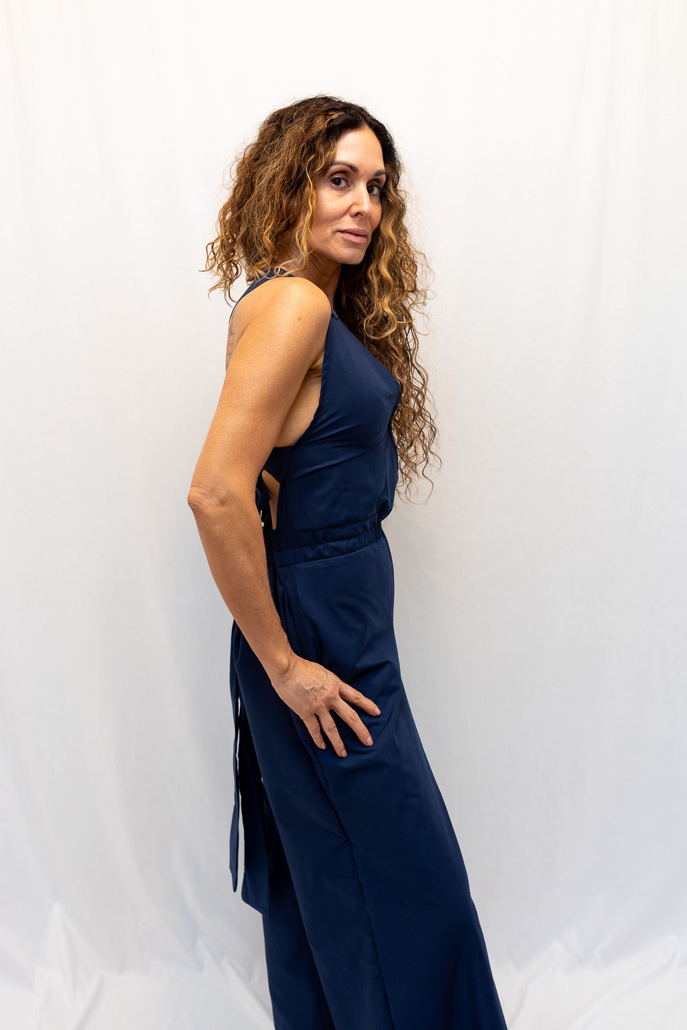 Size Adjustable Navy Blue Romper