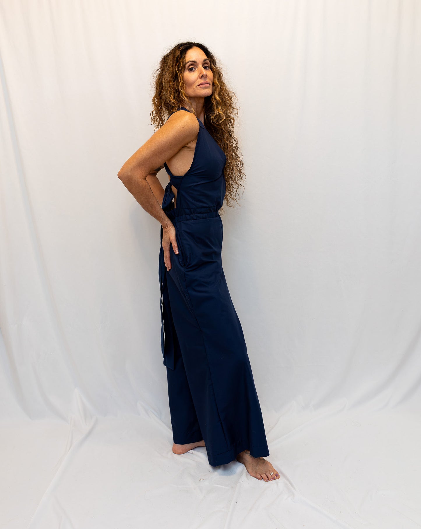 Size Adjustable Navy Blue Romper