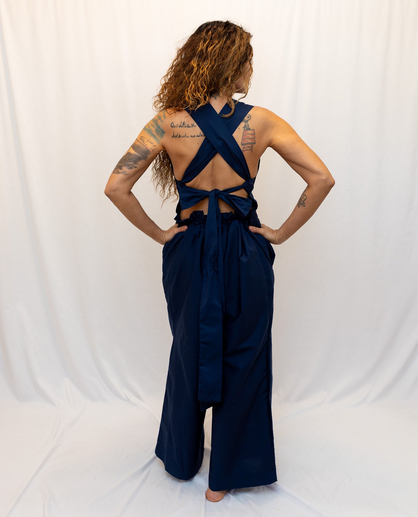Size Adjustable Navy Blue Romper
