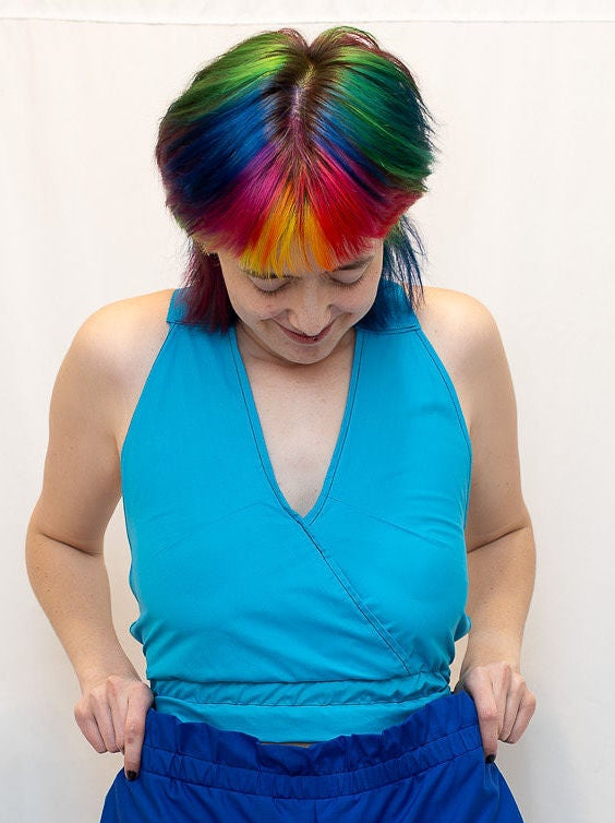 Size Adjustable Turquoise Crossback Top