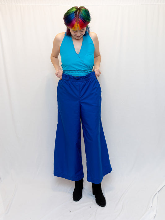 Size Adjustable Royal Blue Palazzo Pants