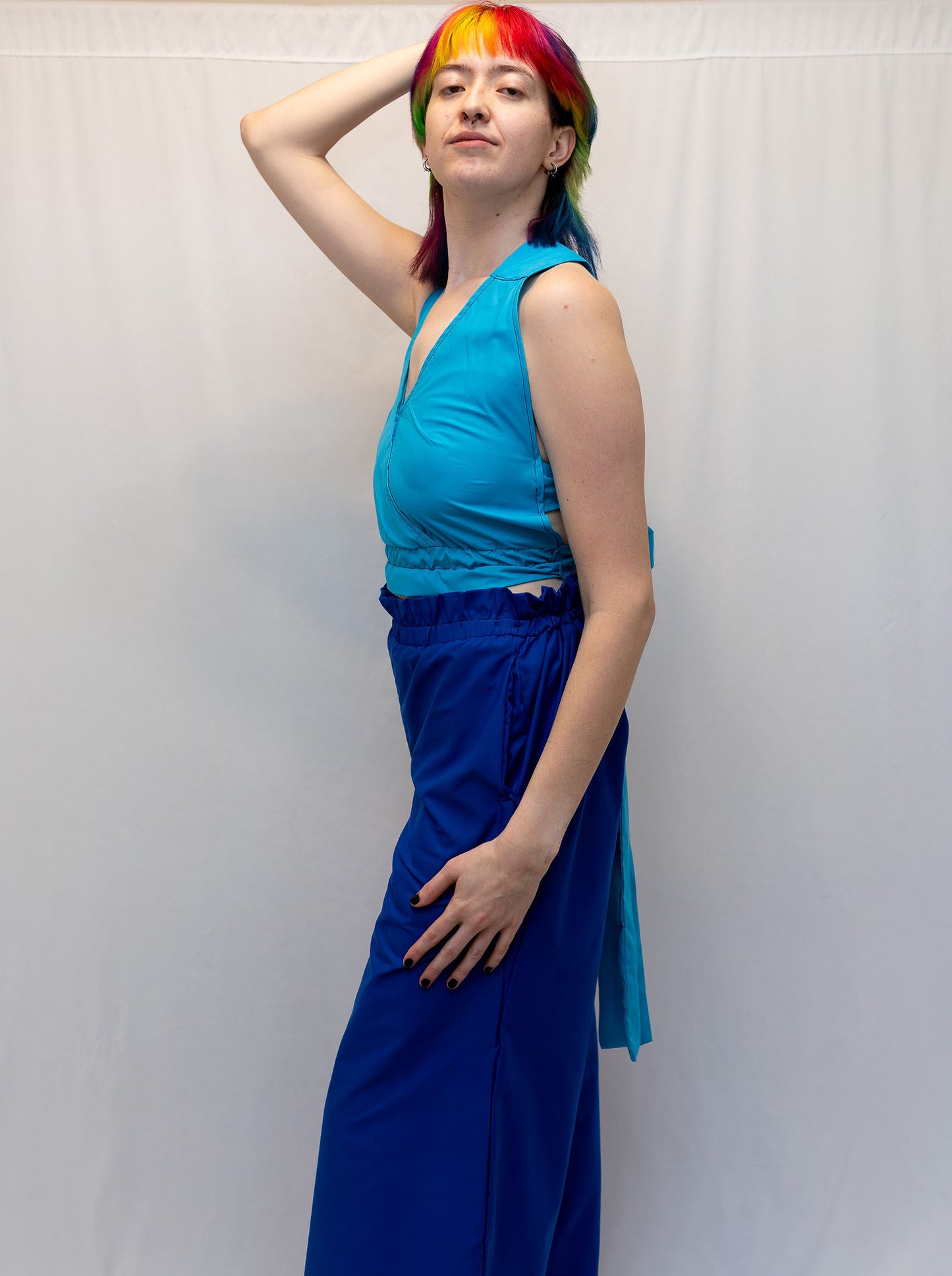 Size Adjustable Royal Blue Palazzo Pants