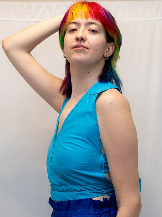 Size Adjustable Turquoise Crossback Top