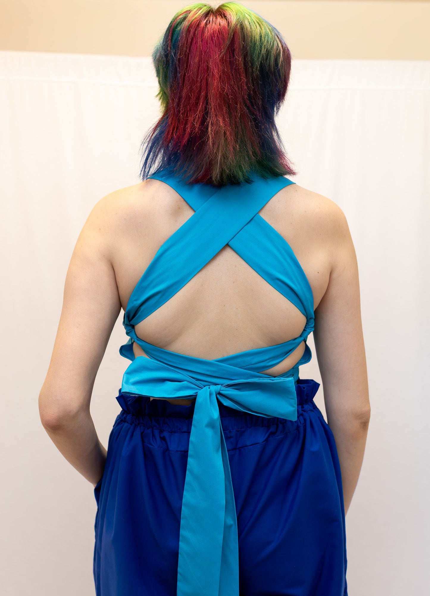 Size Adjustable Turquoise Crossback Top