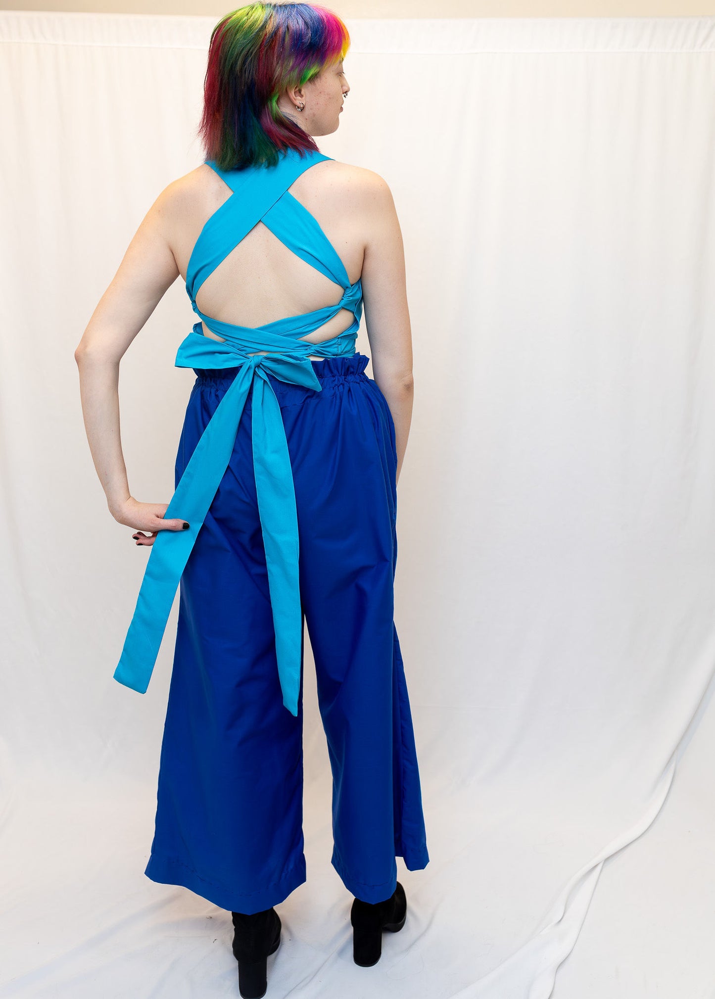 Size Adjustable Royal Blue Palazzo Pants