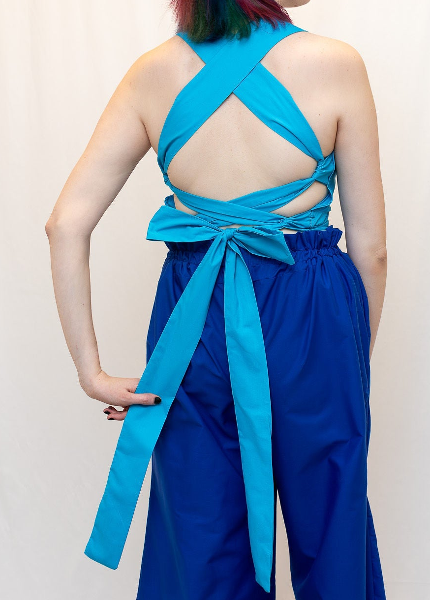 Size Adjustable Turquoise Crossback Top