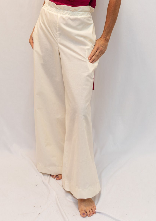 Size Adjustable Beige Palazzo Pants