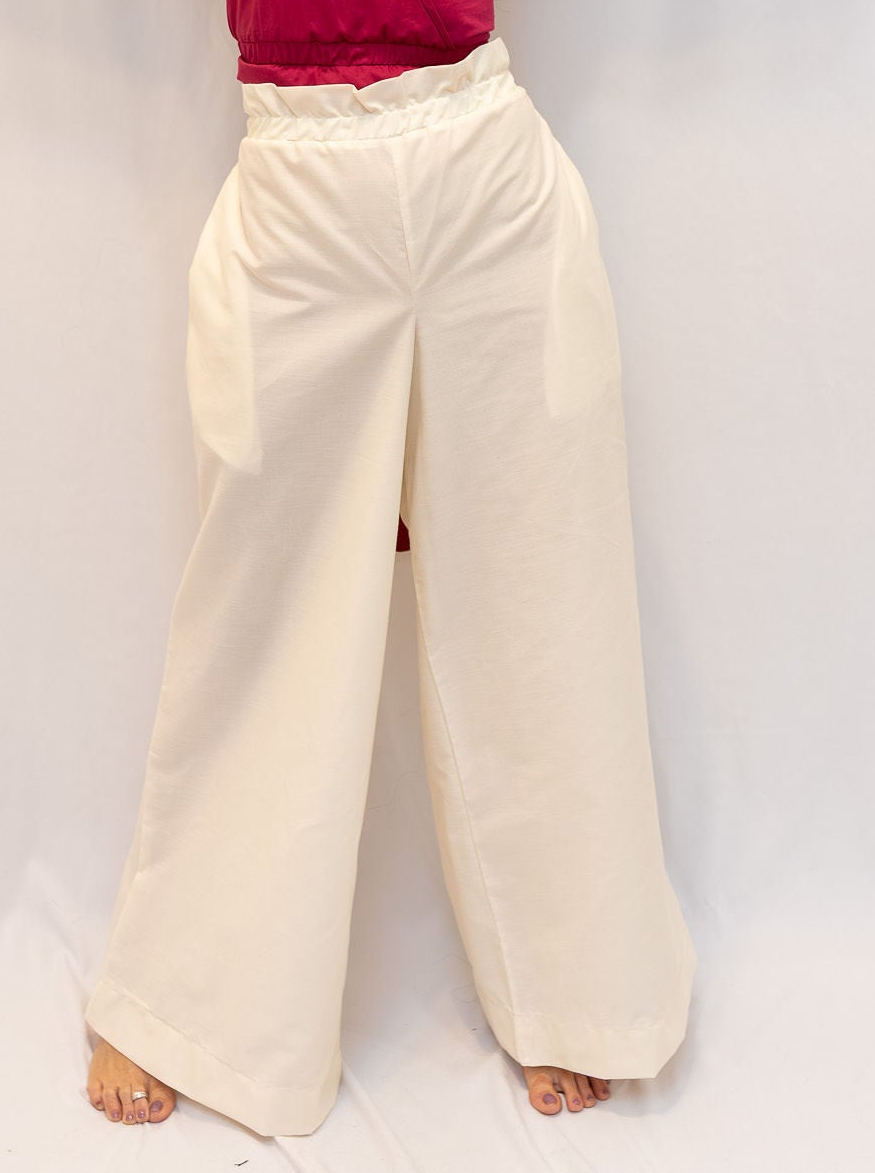 Size Adjustable Beige Palazzo Pants
