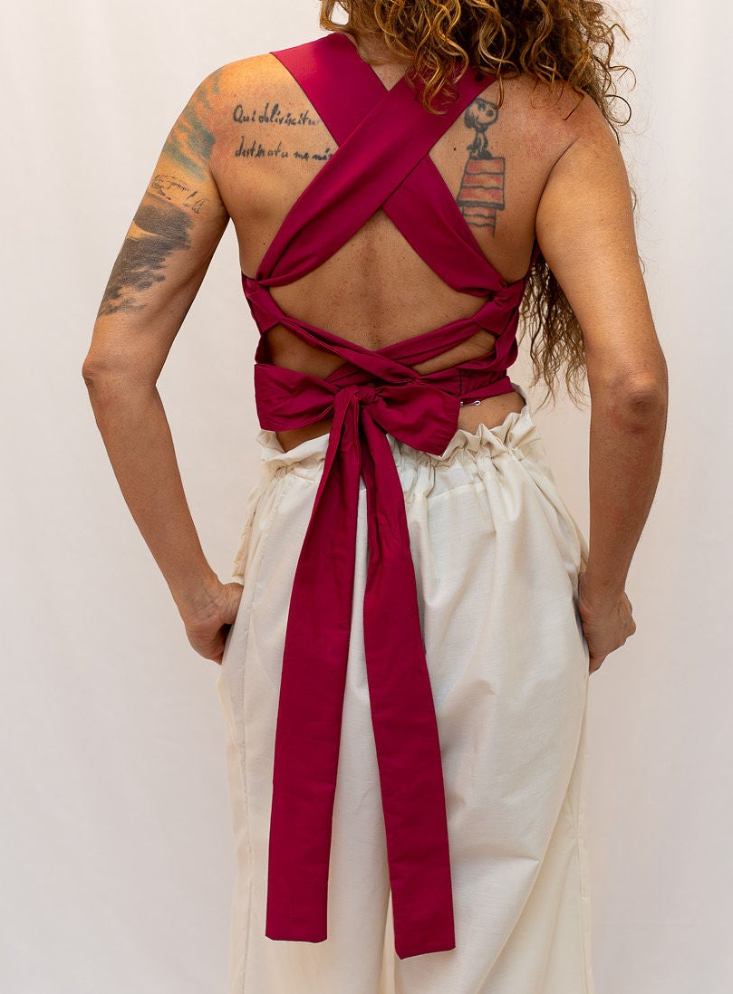 Size Adjustable Magenta Crossback Top