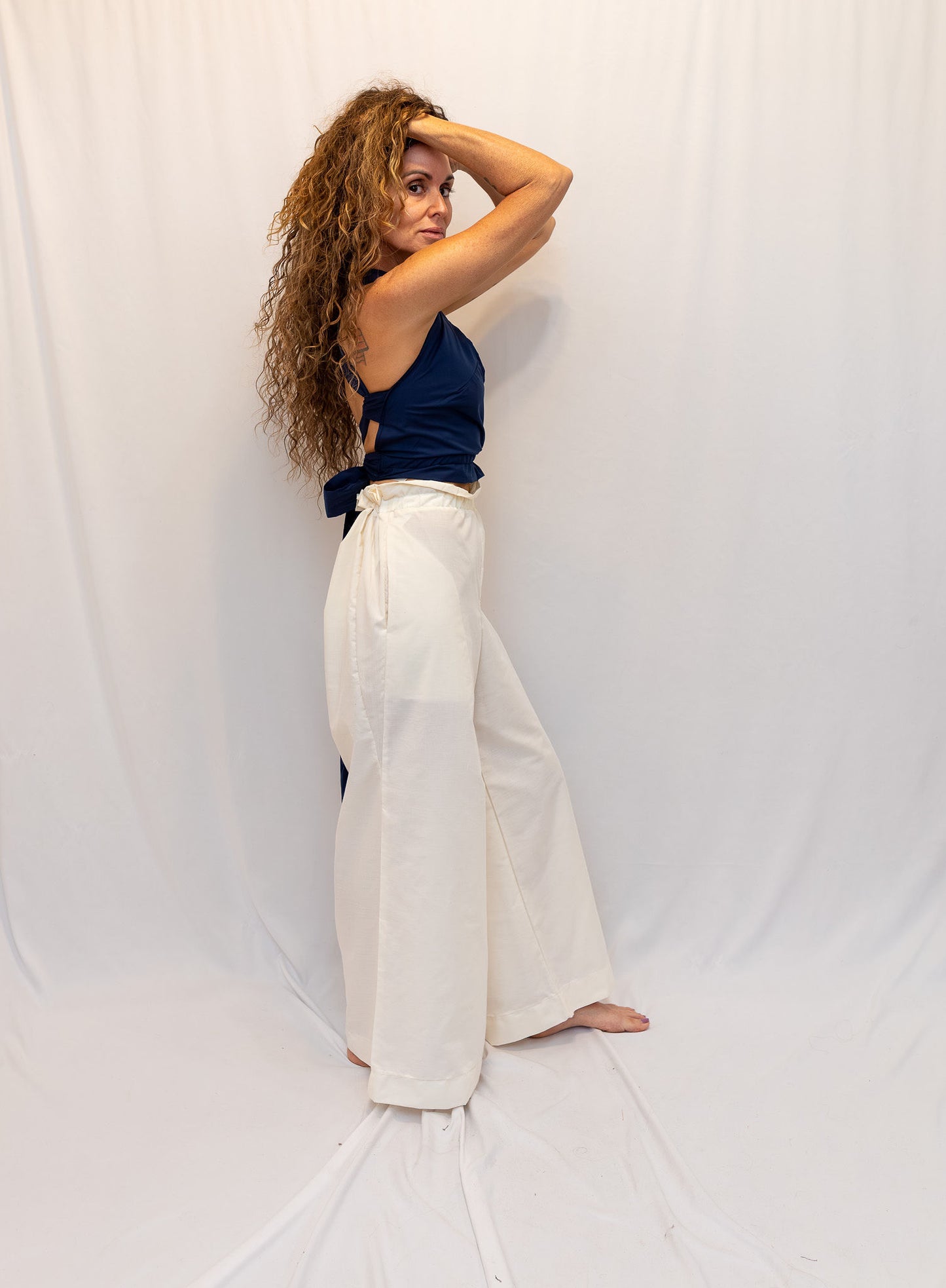 Size Adjustable Navy Blue Crossback Top