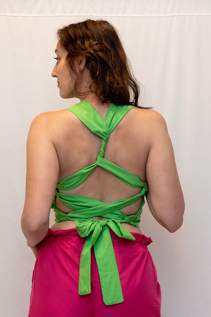 Size Adjustable Apple Green Crossback Top