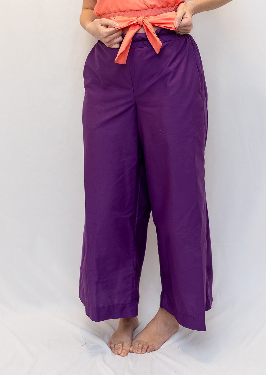 Size Adjustable Purple Palazzo Pants