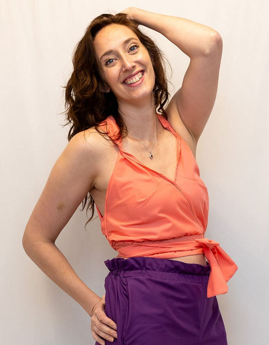 Size Adjustable Coral Crossback Top