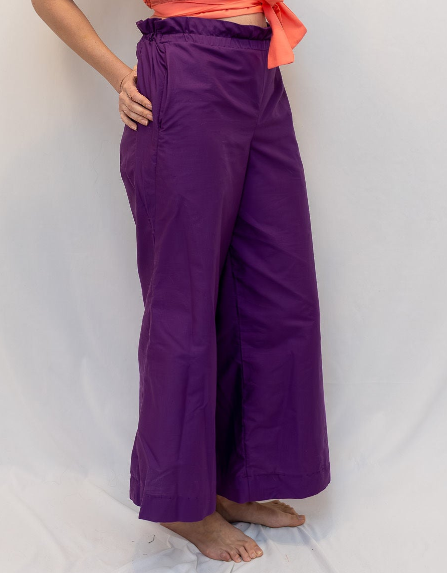 Size Adjustable Purple Palazzo Pants