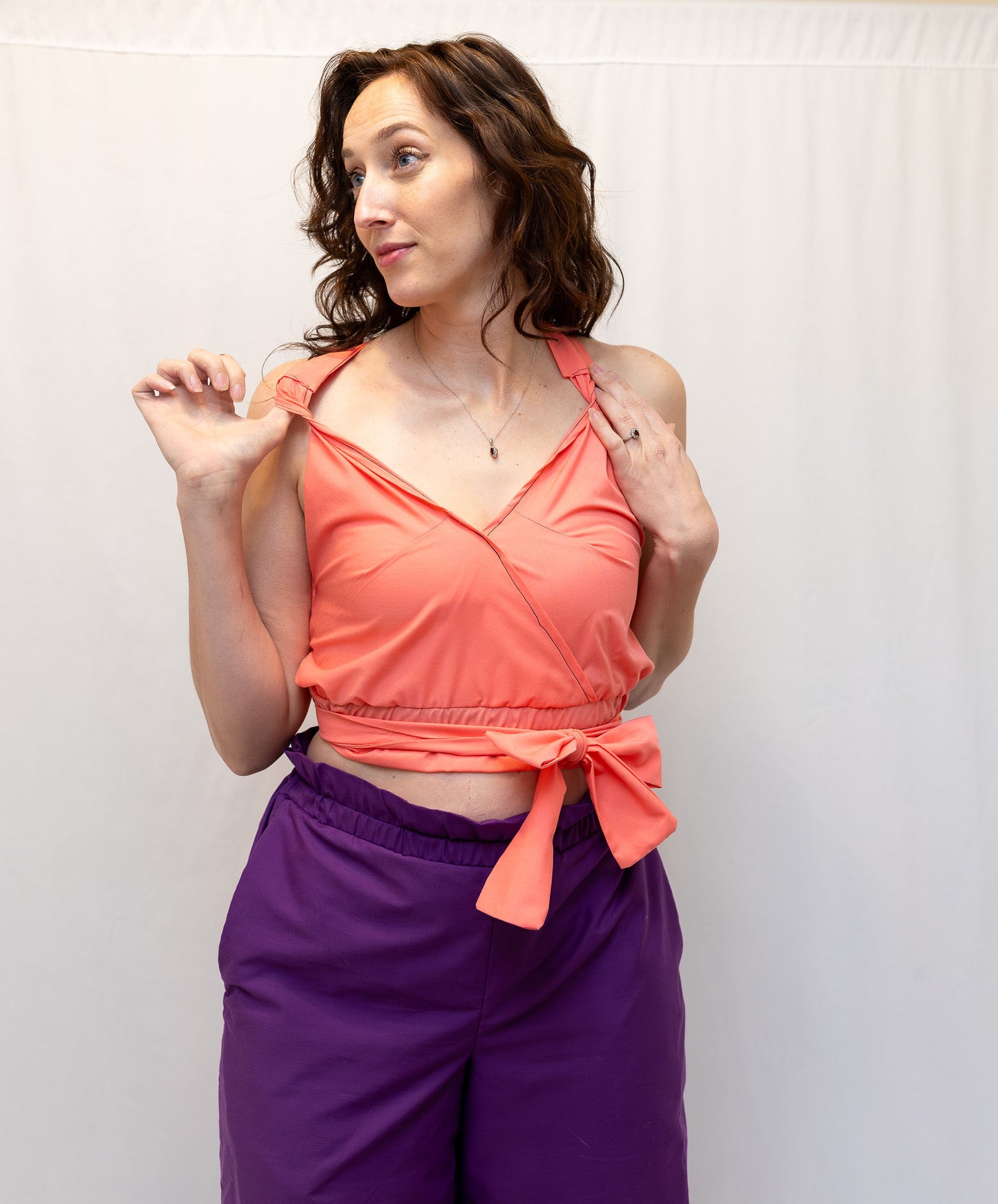 Size Adjustable Coral Crossback Top