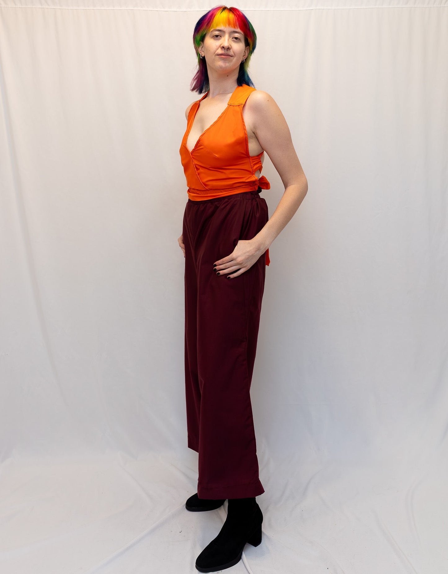 Size Adjustable Wine Palazzo Pants