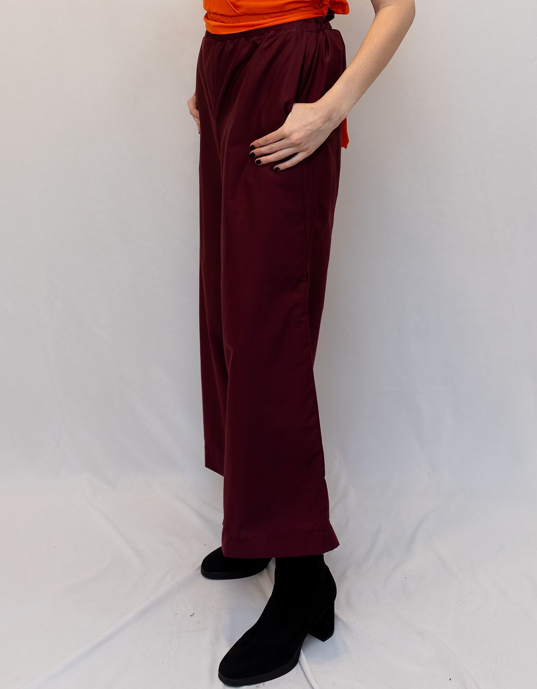 Size Adjustable Wine Palazzo Pants