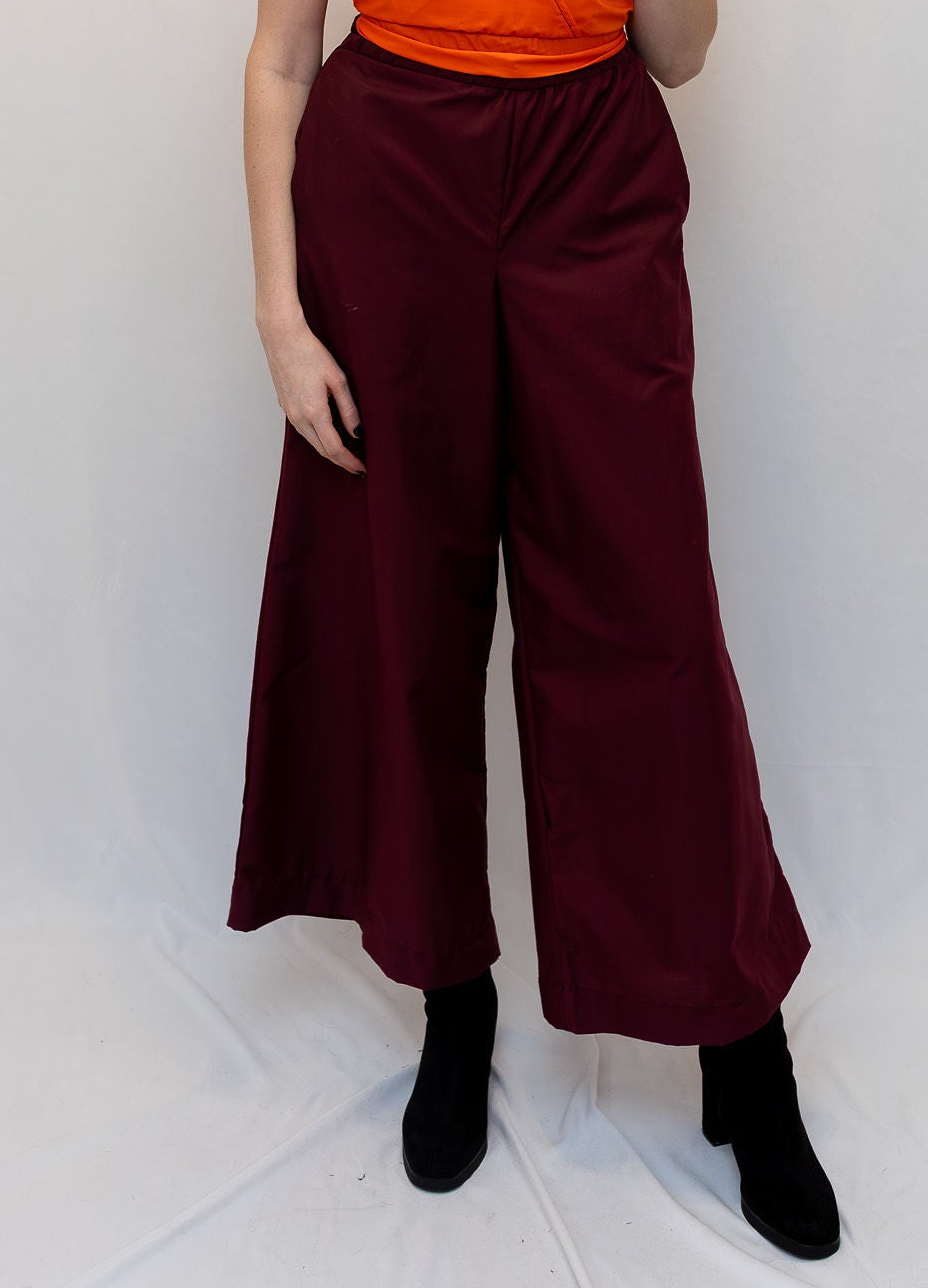 Size Adjustable Wine Palazzo Pants