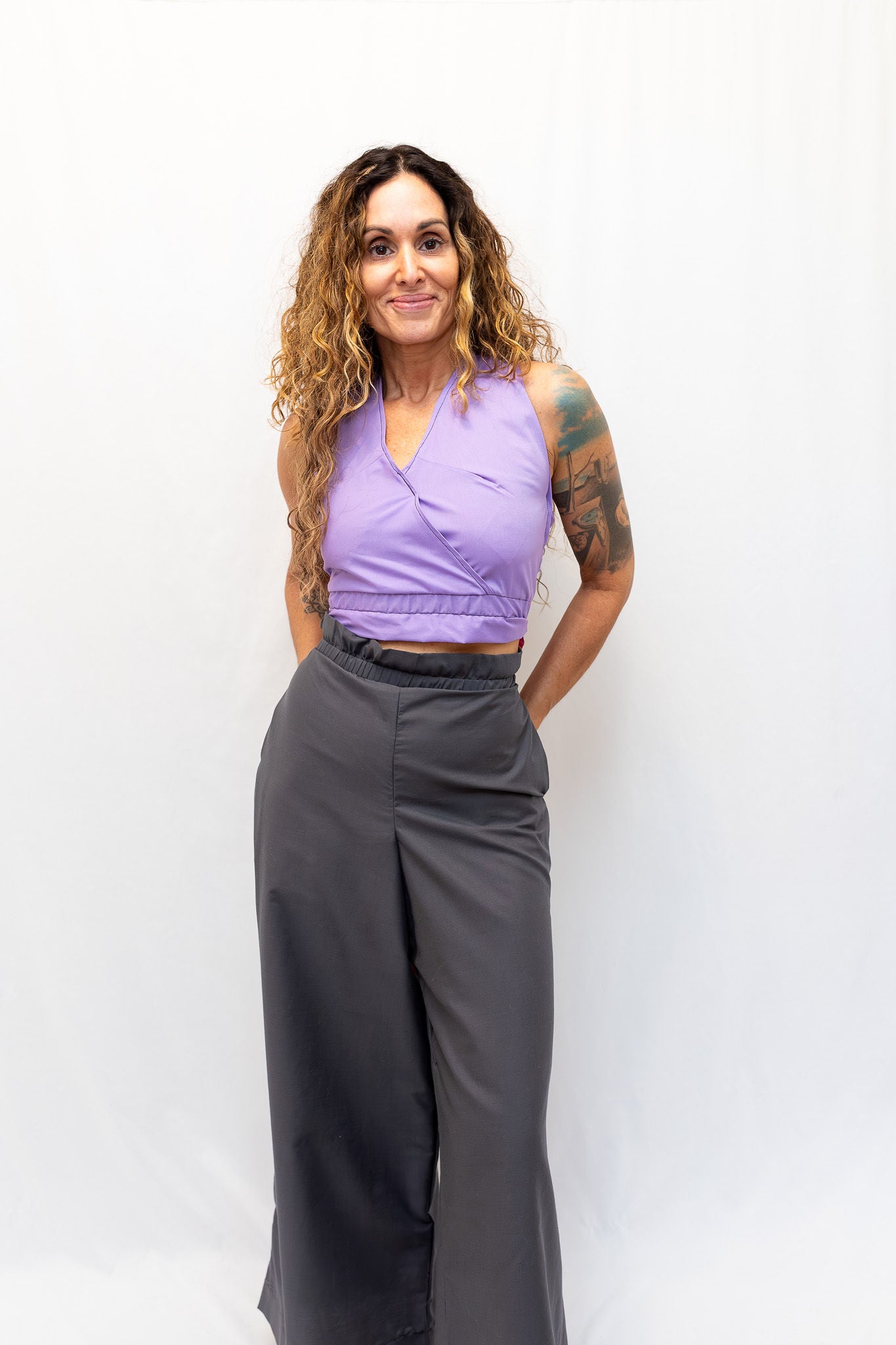 Size Adjustable Slate Gray Palazzo Pants