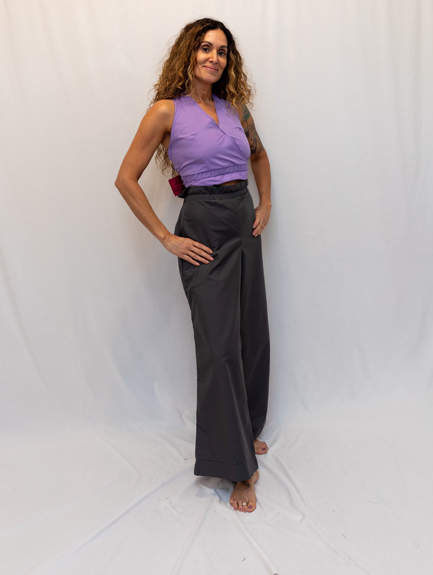 Size Adjustable Slate Gray Palazzo Pants