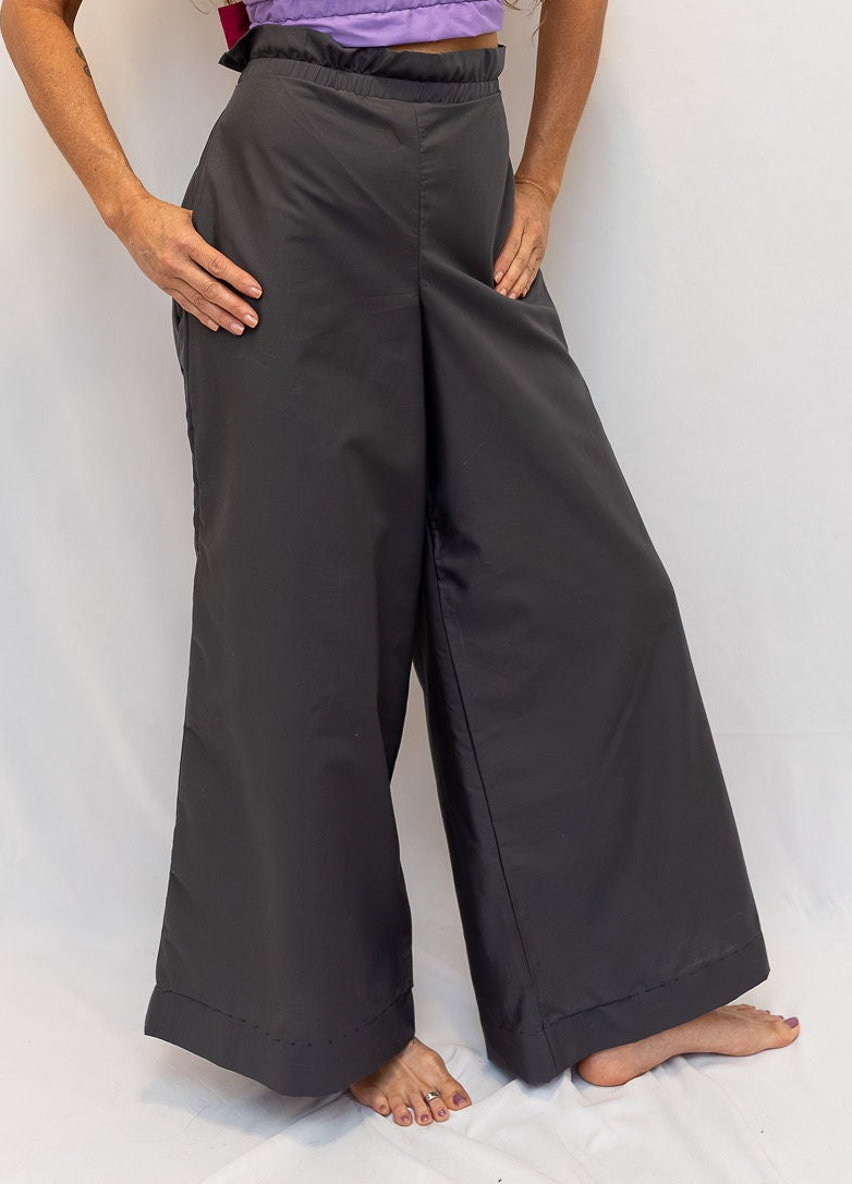 Size Adjustable Slate Gray Palazzo Pants