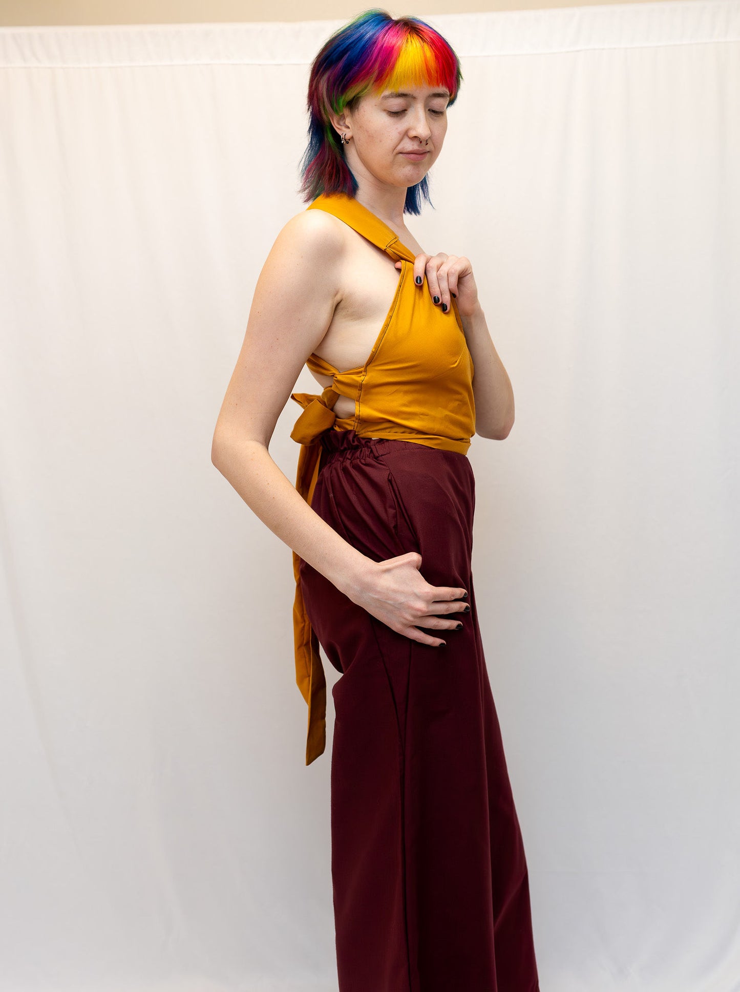 Size Adjustable Gold Crossback Top