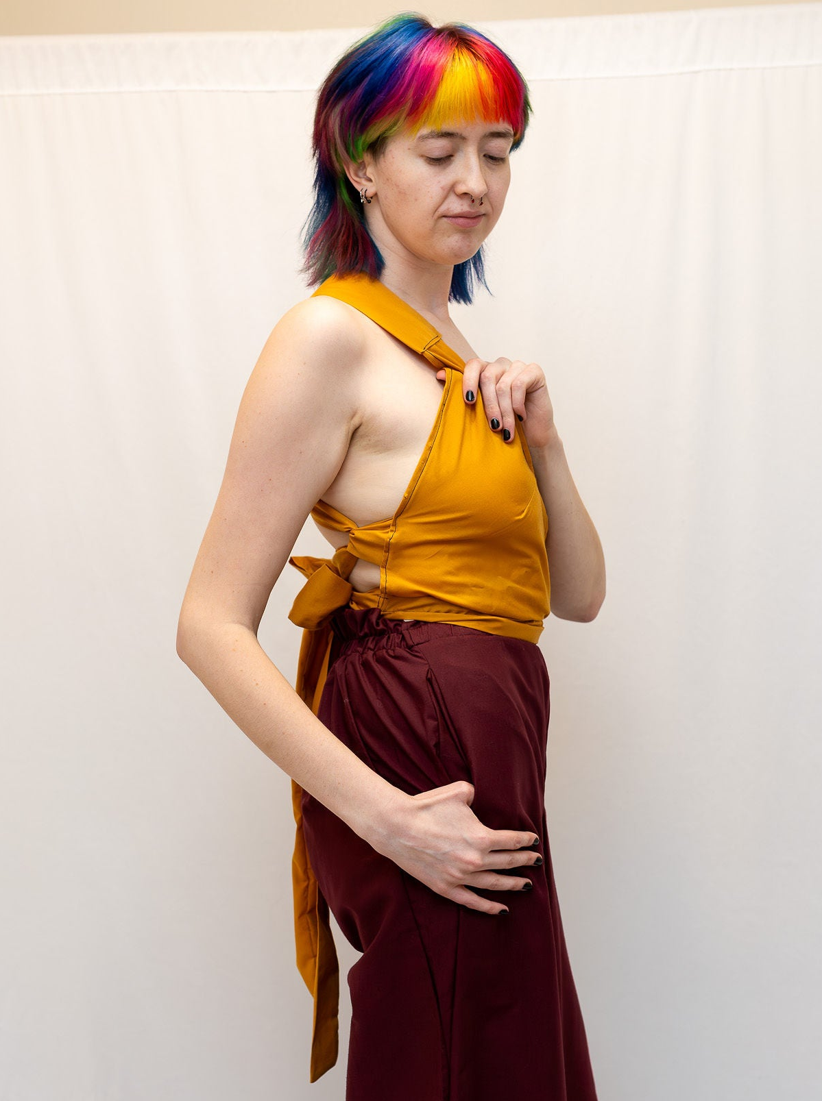 Size Adjustable Gold Crossback Top