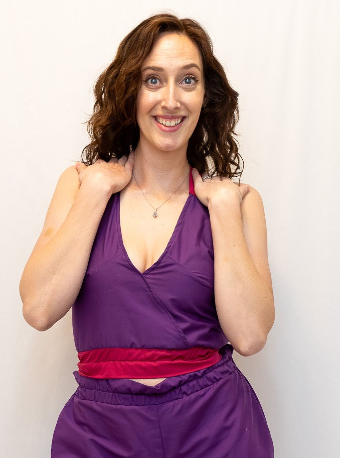 Size Adjustable Purple and Magenta Crossback Top