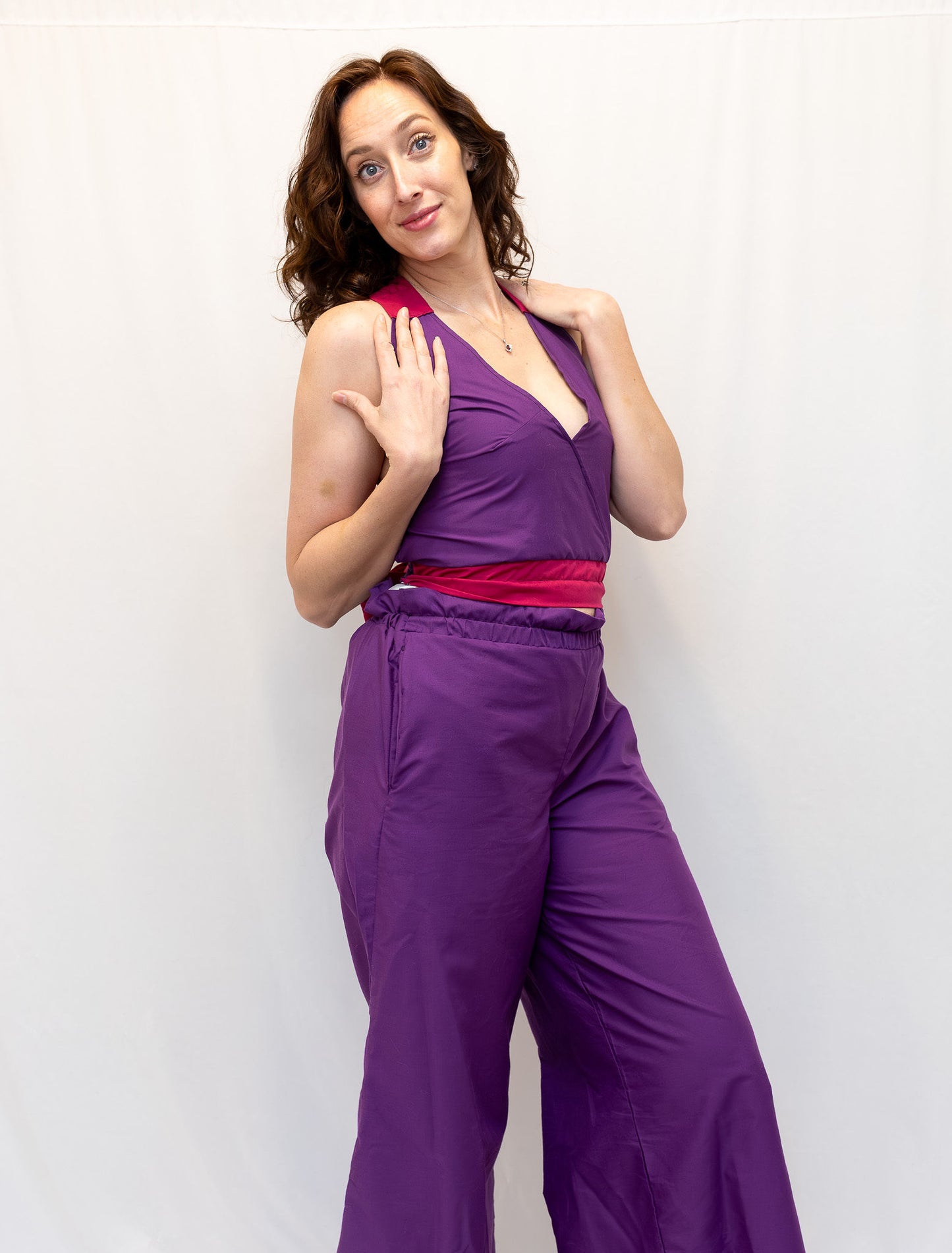 Size Adjustable Purple and Magenta Crossback Top