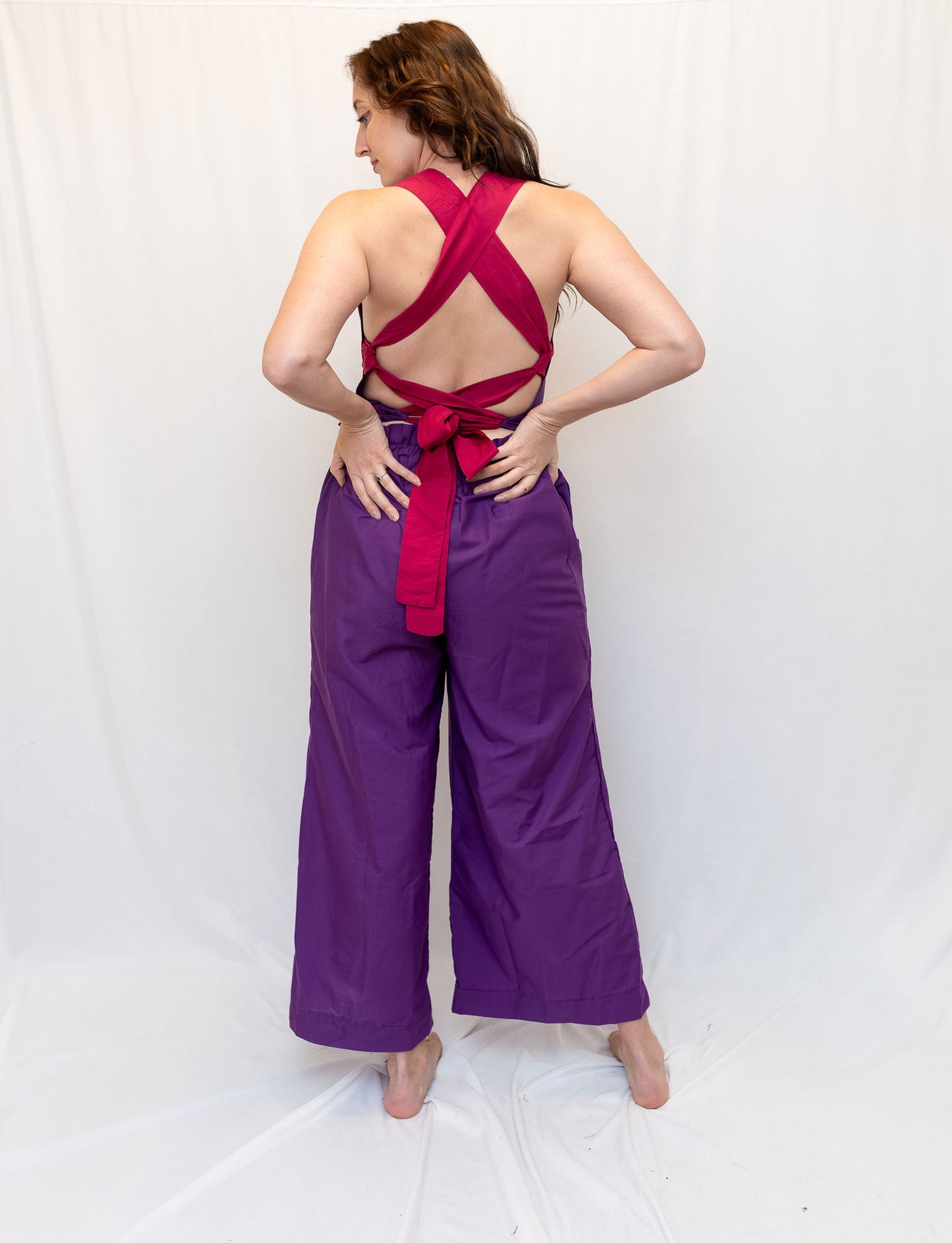Size Adjustable Purple and Magenta Crossback Top