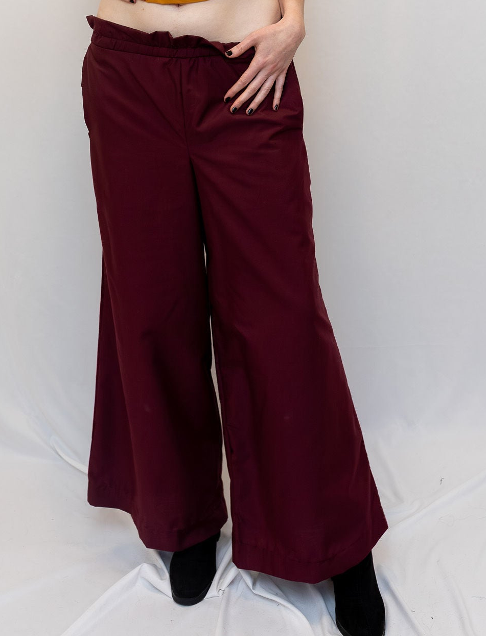 Size Adjustable Wine Palazzo Pants
