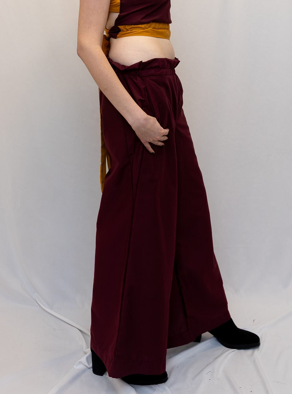 Size Adjustable Wine Palazzo Pants