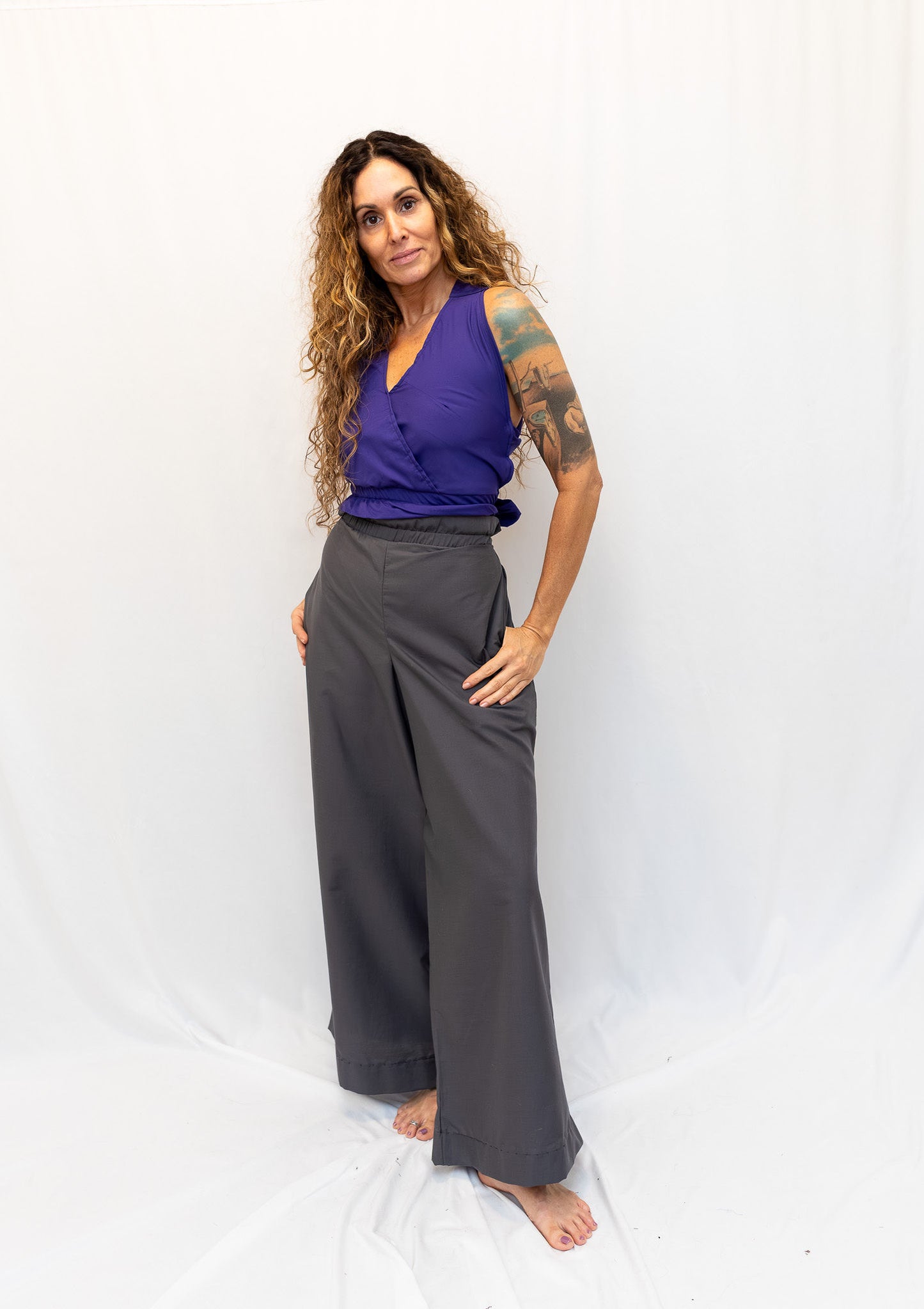 Size Adjustable Purple Crossback Top
