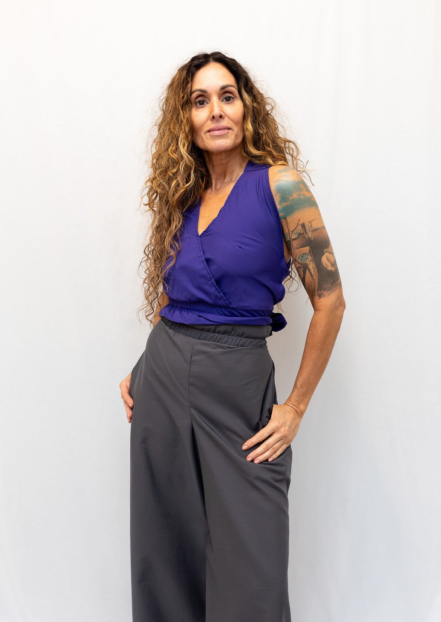 Size Adjustable Purple Crossback Top