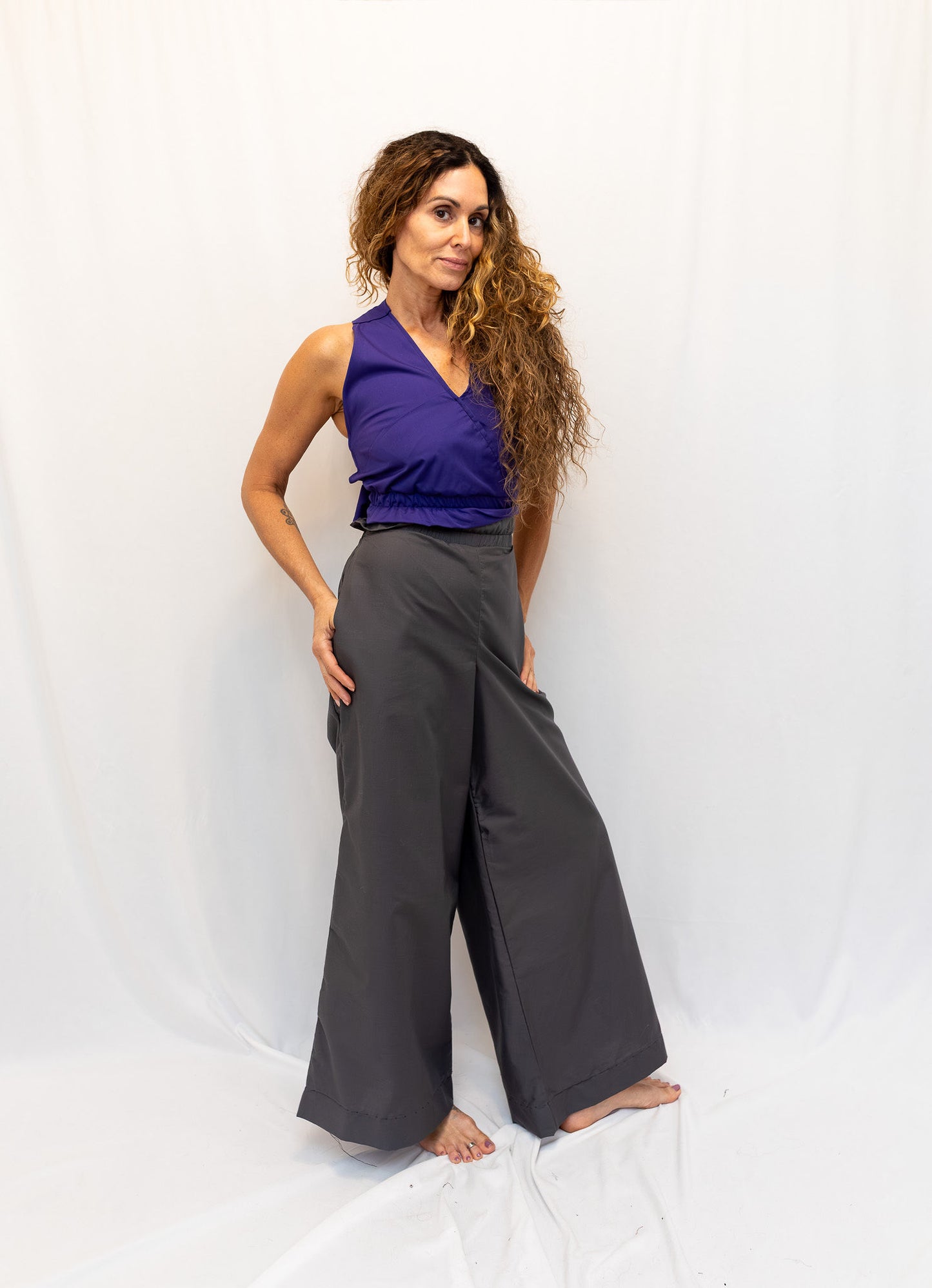 Size Adjustable Purple Crossback Top
