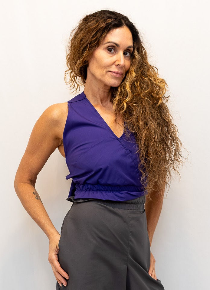 Size Adjustable Purple Crossback Top
