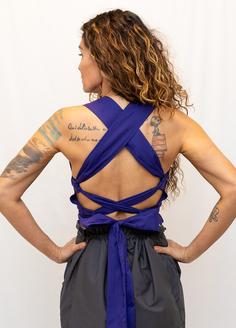 Size Adjustable Purple Crossback Top