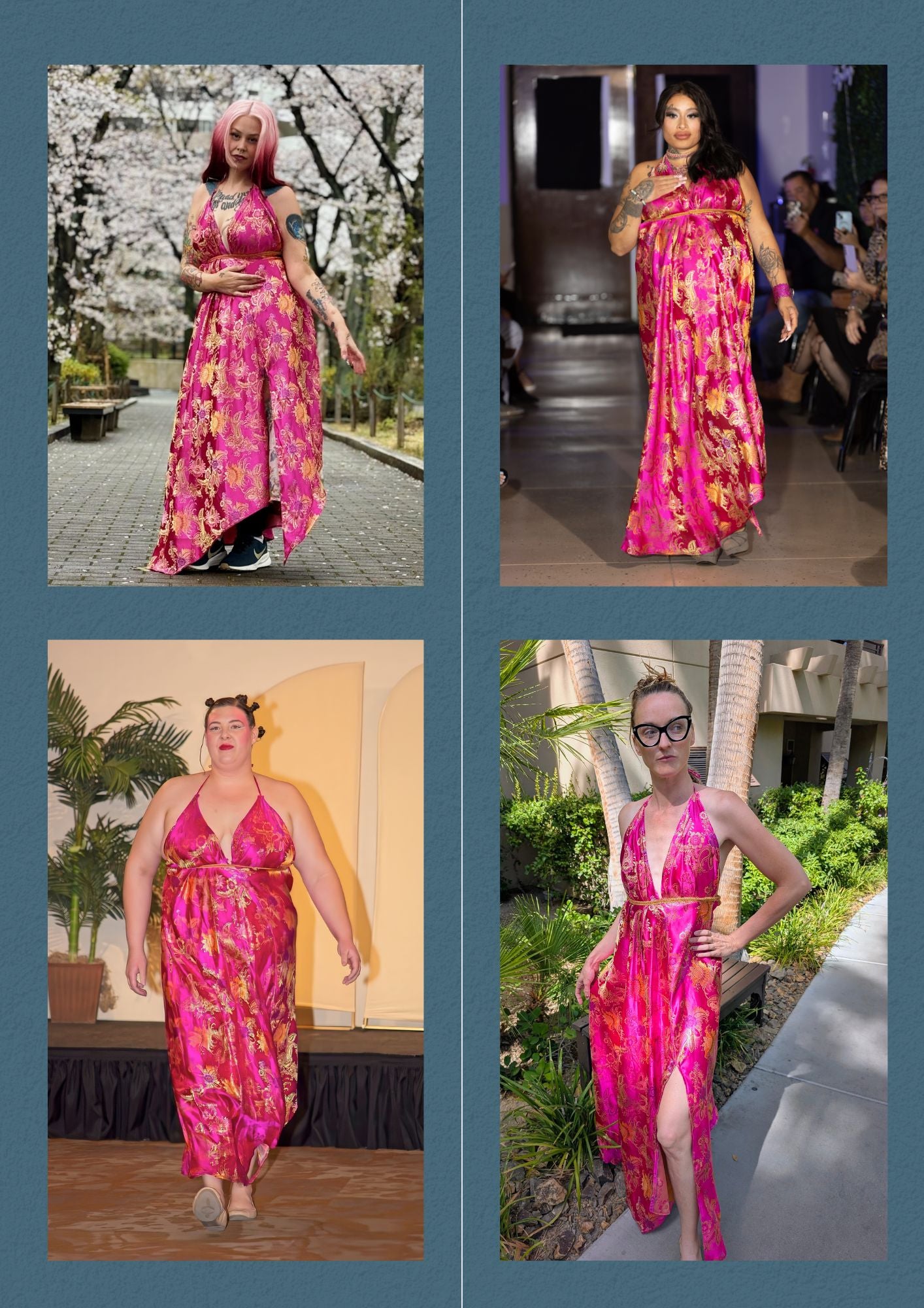 Size Adjustable Pink Kimono Gown