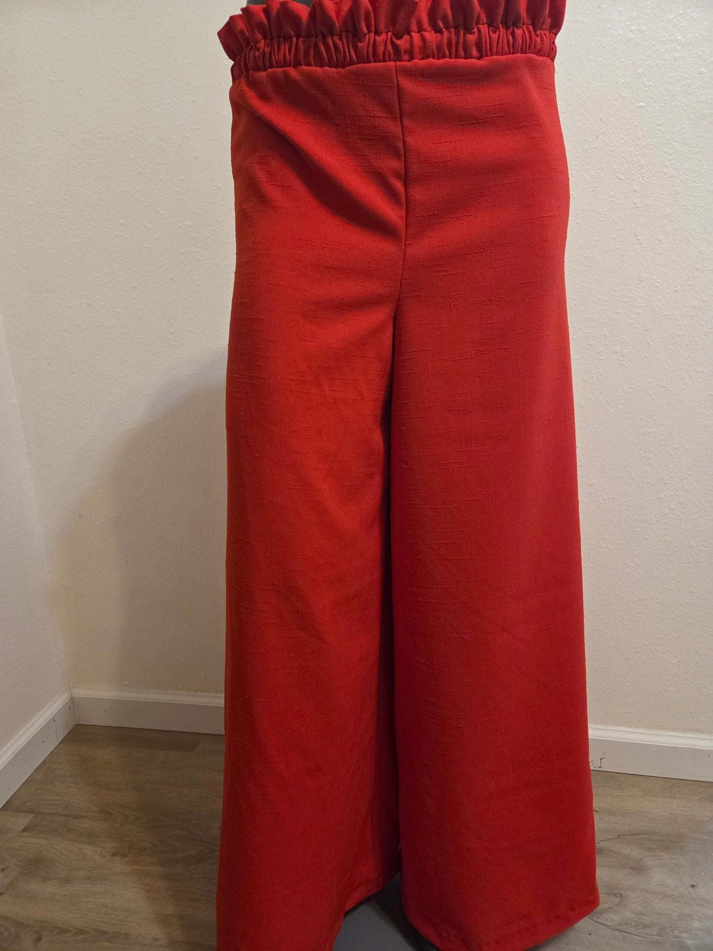 Size Adjustable Red Palazzo Pants