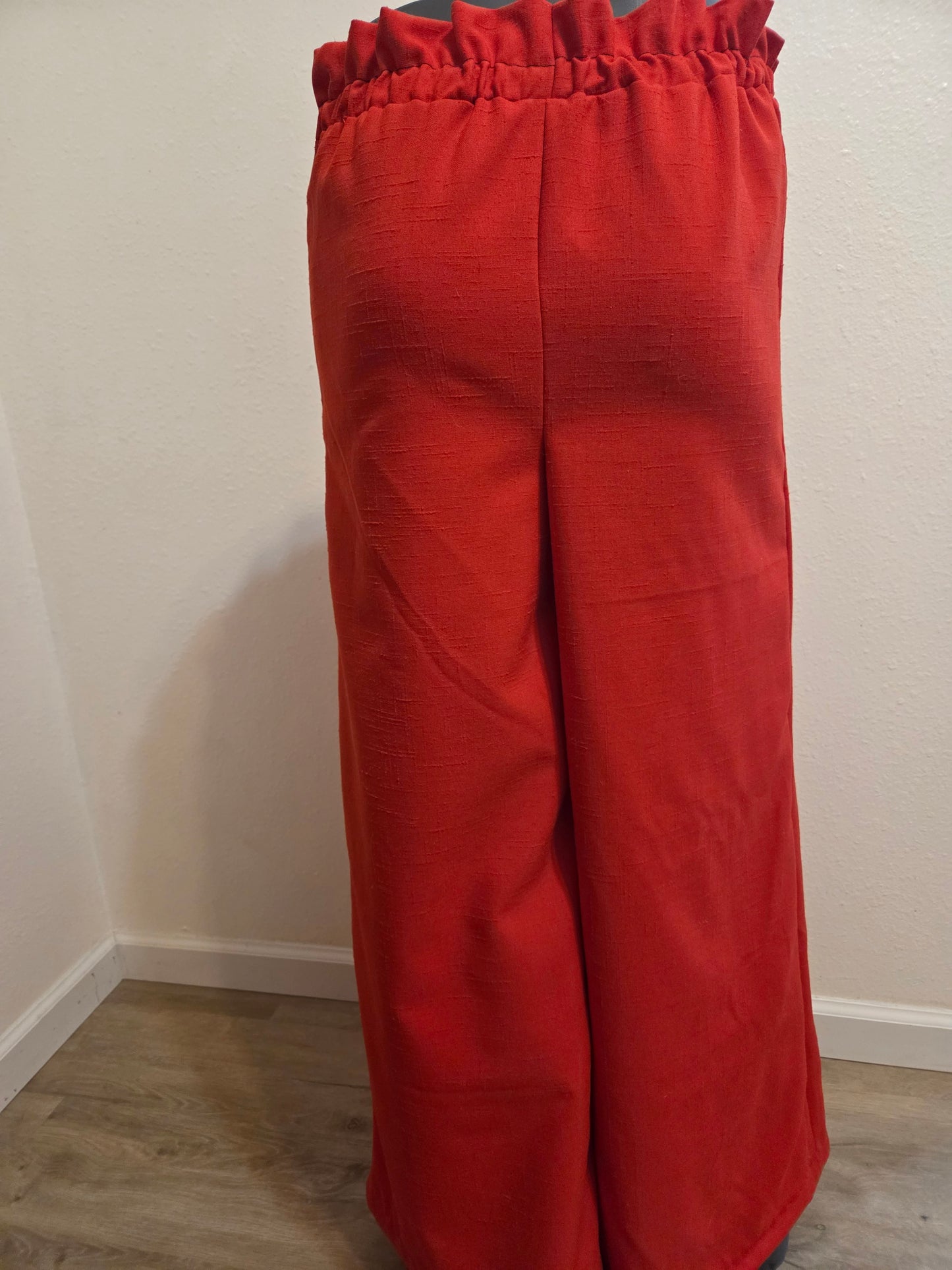 Size Adjustable Red Palazzo Pants