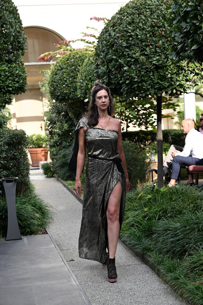 Black and Gold Satin Dress