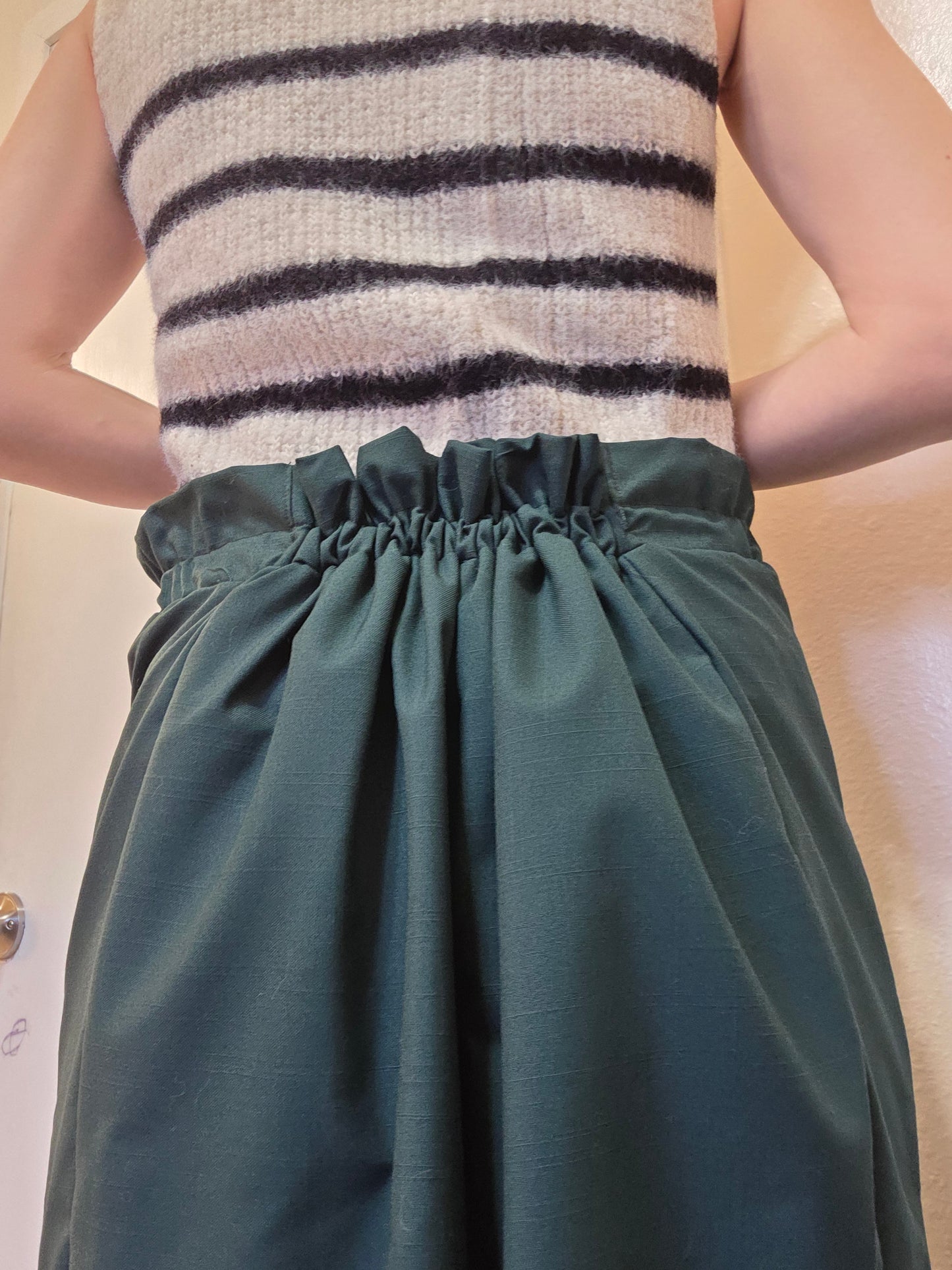 Size Adjustable Green Palazzo Pants