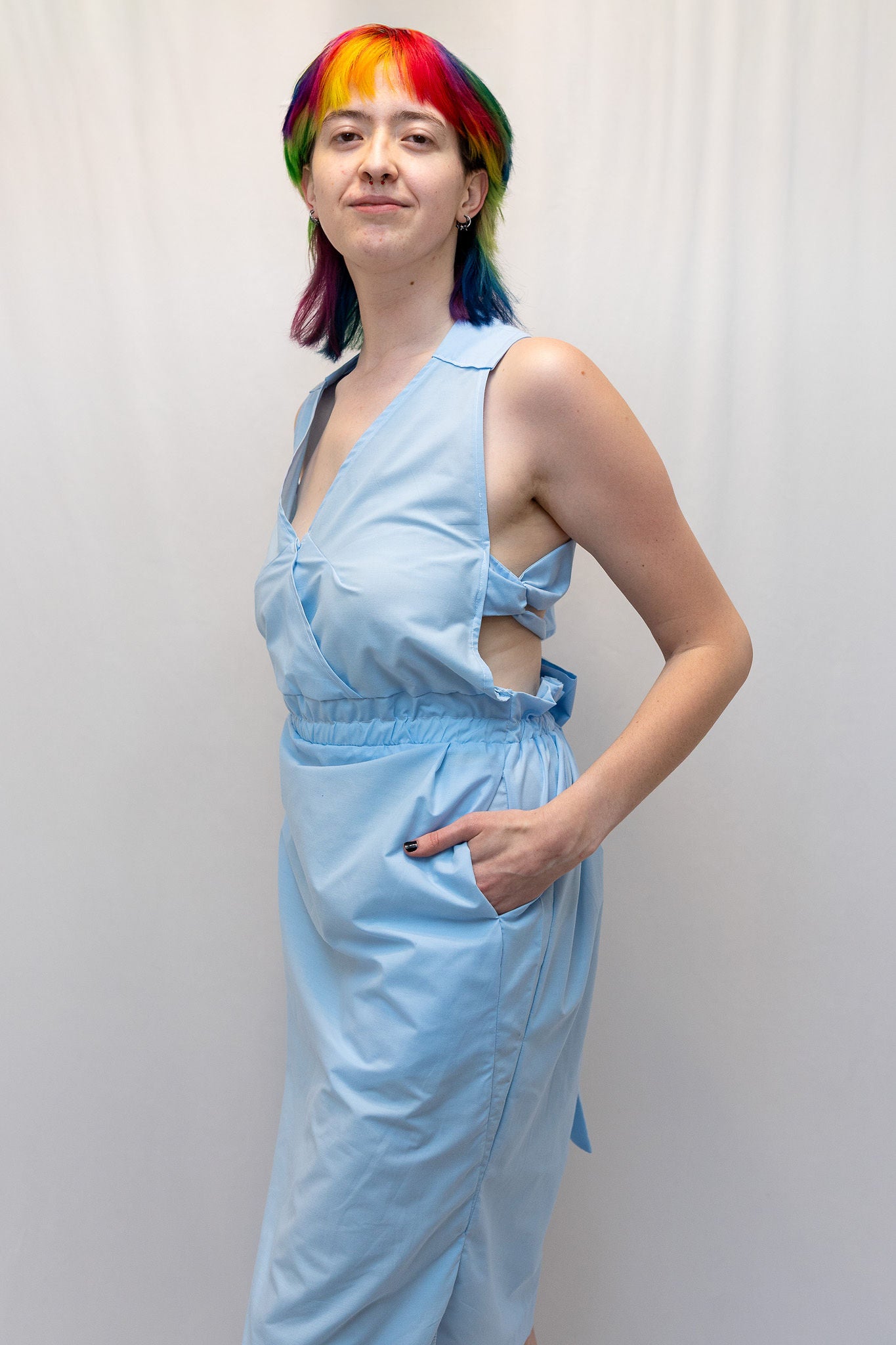 Size Adjustable Pale Blue Dress